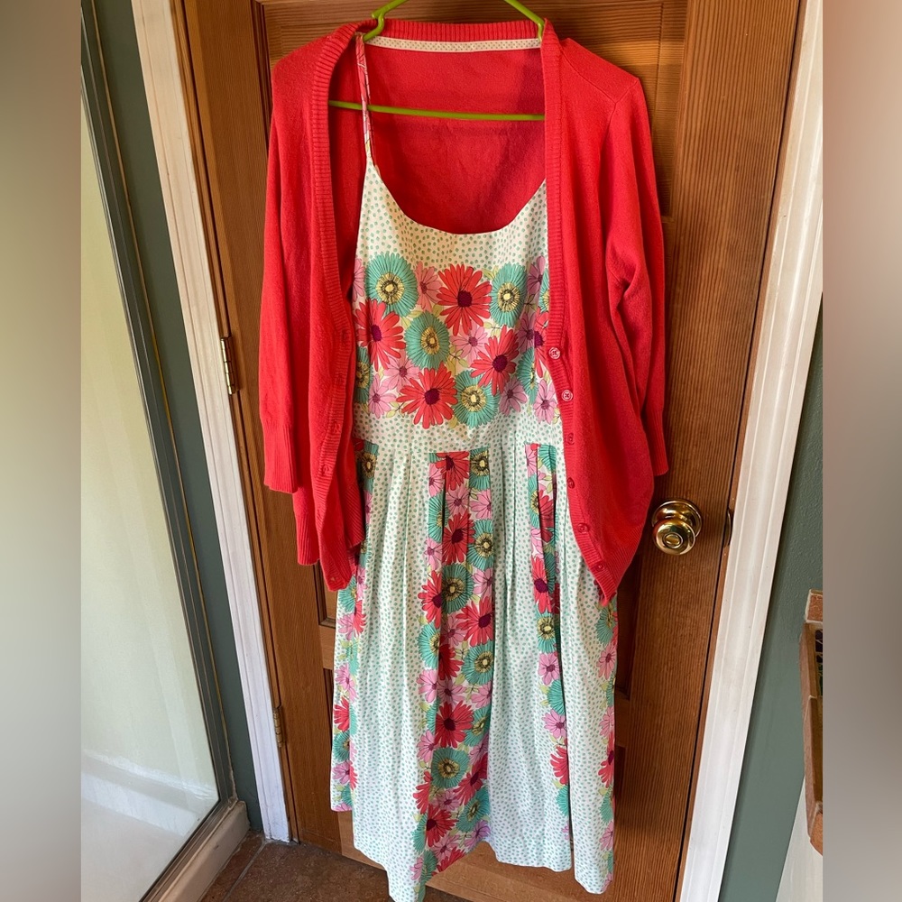 2X BEA & DOT Modcloth Floral Fit & Flare Sun Dress Pink and 2 Cardigans
